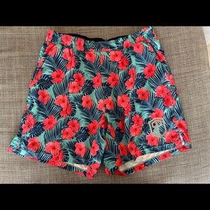 Born Primitive Men’s athletic short size large . Tropical pattern.